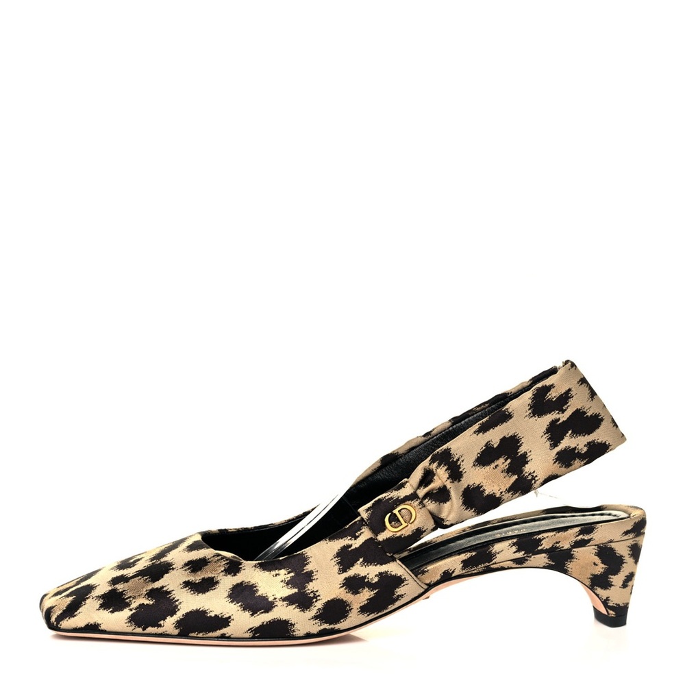 Christian Dior Nylon Leopard Print Slingback pumps